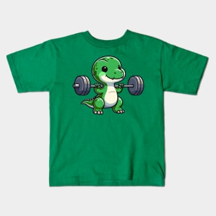 Cute T-Rex Dinosaur Leg Day Gym Workout Kids T-Shirt